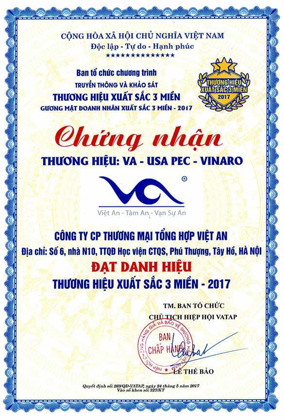 Việt An- thương hiệu xuất sắc nhất 3 miền 2017